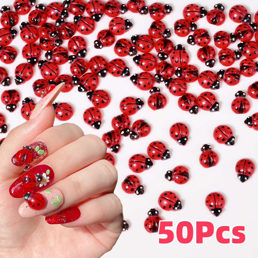 Art Craft Ladybug - 50 adet 3D Kırmızı Uğur Böceği