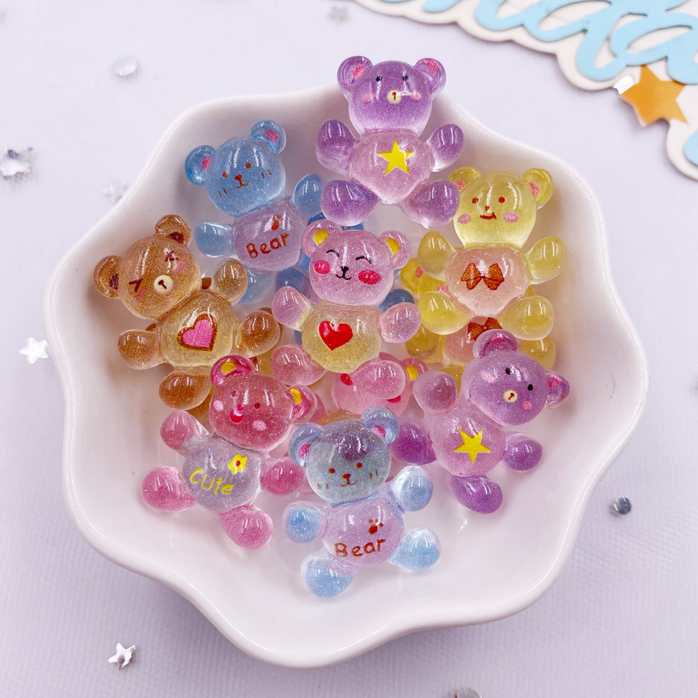 Tv Art And Craft - 20 adet reçine Glitter Kawaii renkli