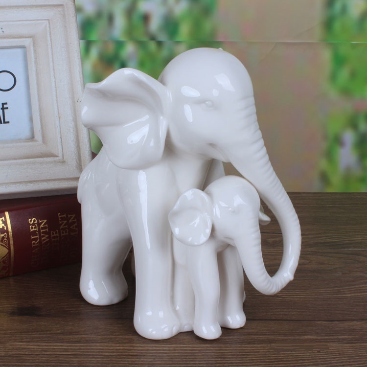 Art And Craft For Mother'S Day - Dokunaklı Beyaz Yeşim Porselen Fil Anne