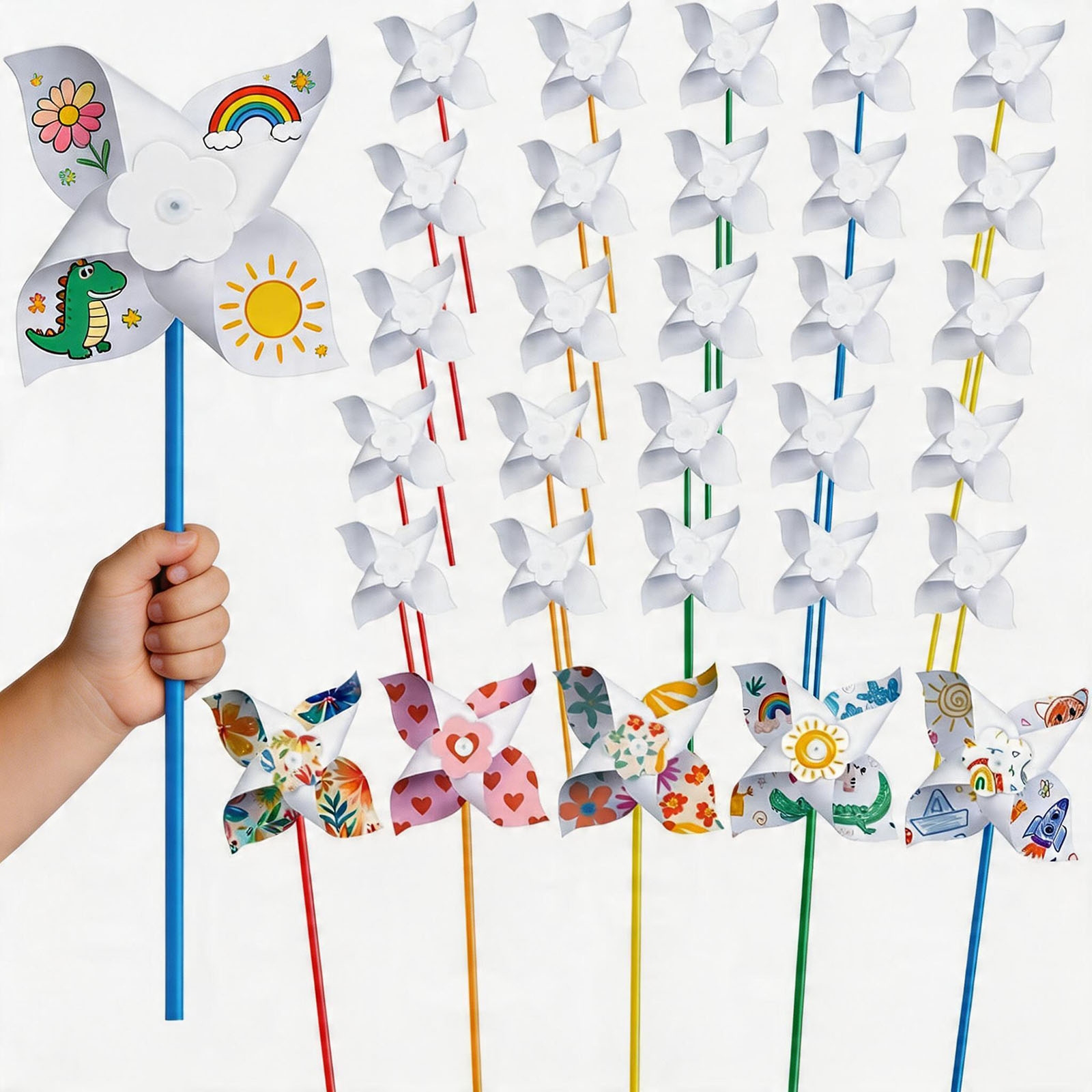 Art Craft Earth Day - 100 Adet DIY Kağıt Fırıldakları El