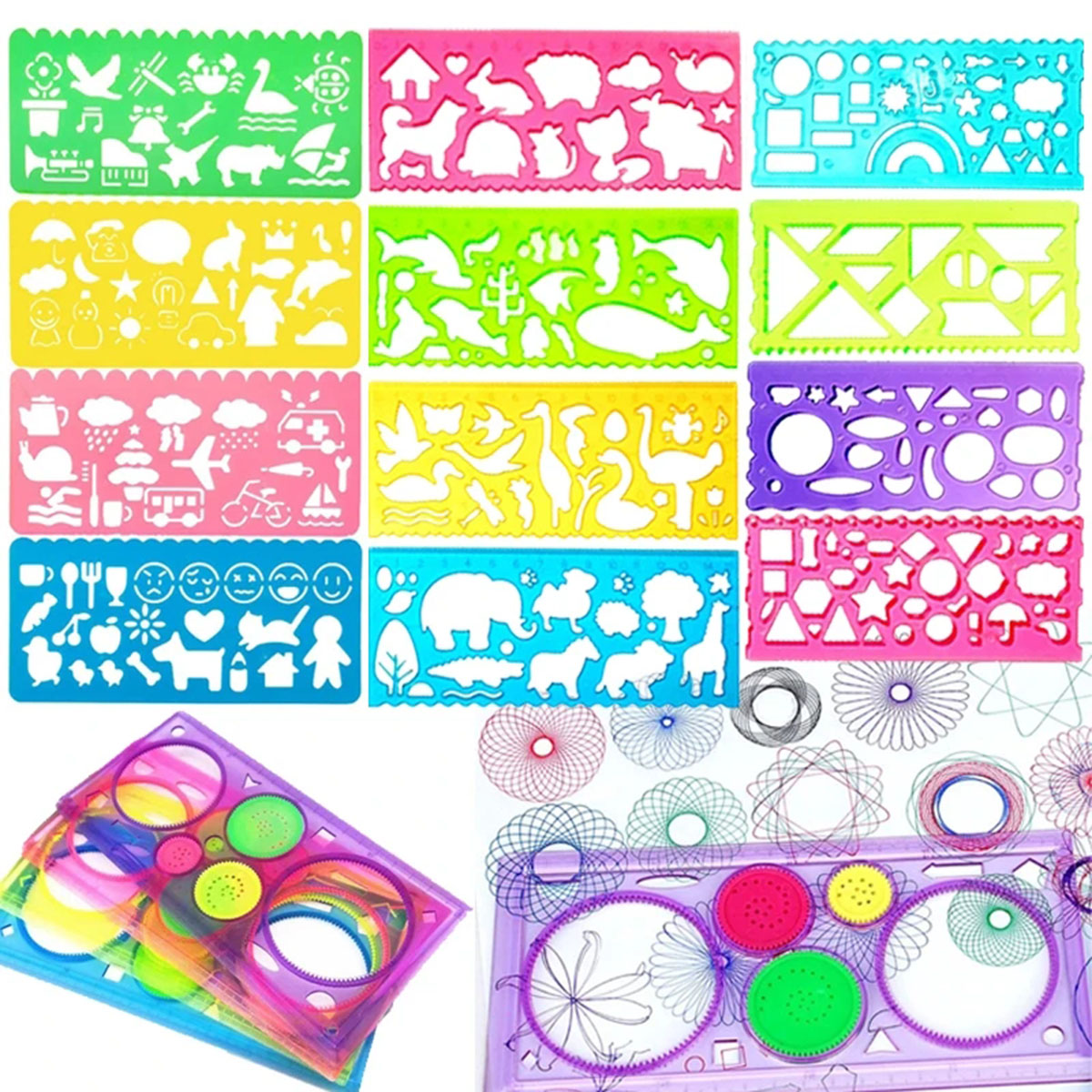 Art Craft 4 Years Old - Geometri Spirograph Çizim Şablon Seti Boyama