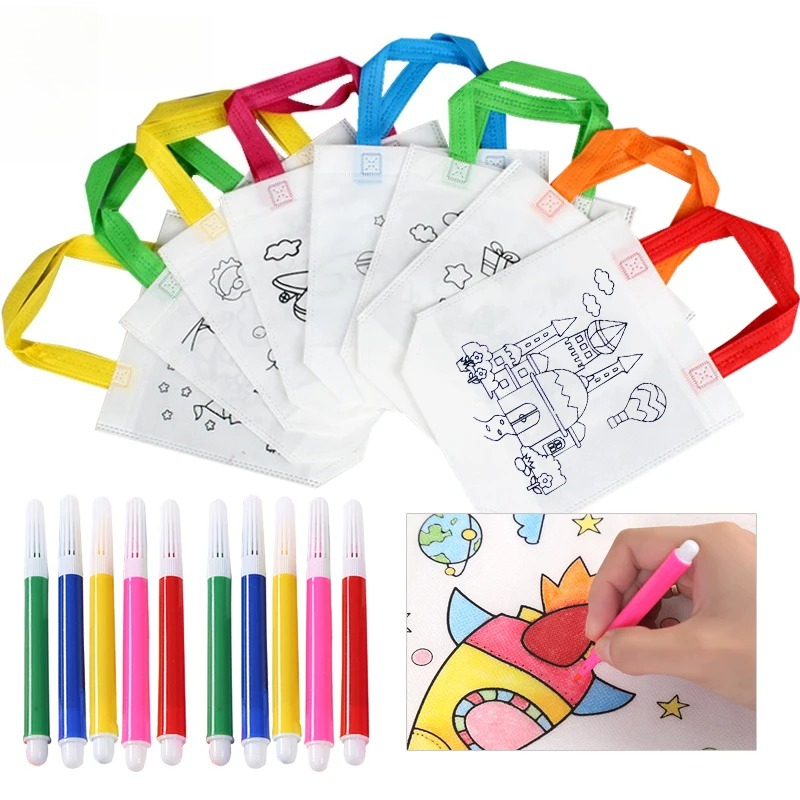 Art Craft 4 Years Old - 20 adet DIY Graffiti Çantası Boyama