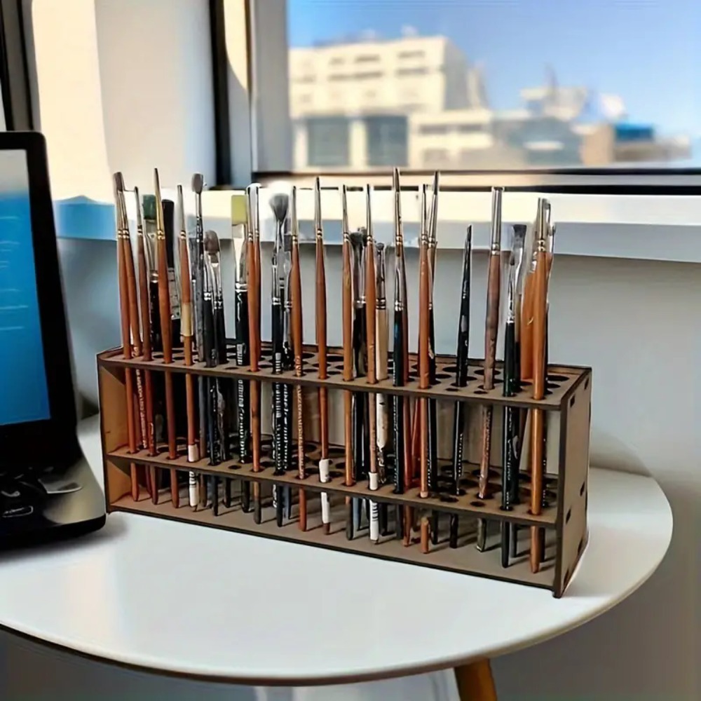 Art Craft Japan - 67 Yuvalı Ahşap Fırça Tutucu Premium