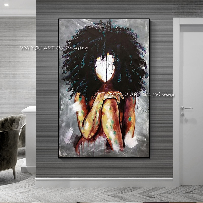 Painting Knife Palette - Elde Boyanmış Afro Kadın Soyut Yağlı