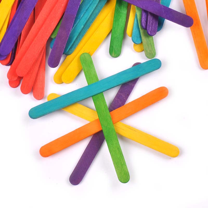 Art Craft With Ice Cream Stick - 50 adet/grup doğal ahşap ve renkli