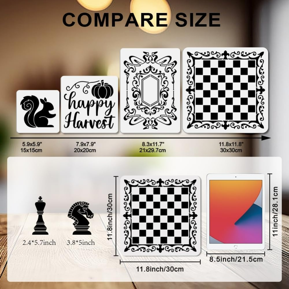 2 adet satranç taşları şablon  - Art Craft Board incelemesi ve fiyatı