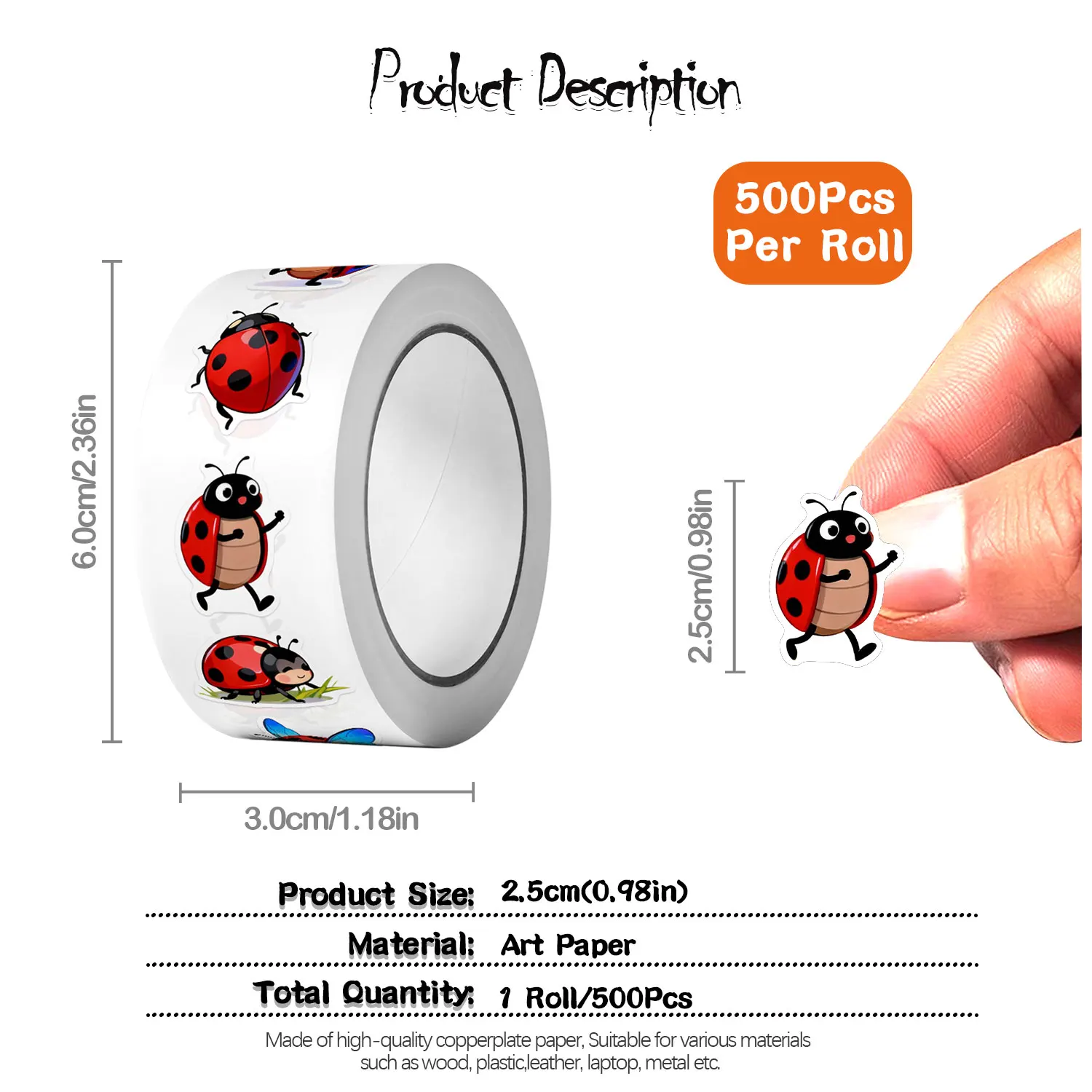1 rulo (500 adet) 10 düzensiz  - Art Craft Ladybug incelemesi ve fiyatı